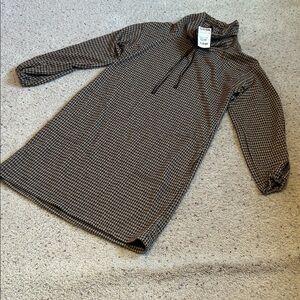 Stylish Houndstooth Long Sleeve Dress